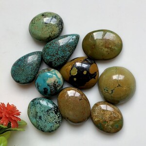 Cabochão de pedra preciosa turquesa, 11 a 18 mm, formato misto, 10 peças, lote, pedra preciosa solta para fazer joias, presente para ela 56596