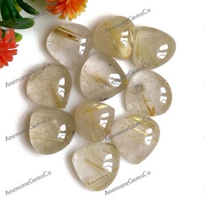Cabochon a forma di pera con rutilo dorato da 13 mm, pietra preziosa sciolta semi preziosa calibrata 10 pezzi, lotto da utilizzare per anelli, pietre preziose naturali, gioielli fatti a mano