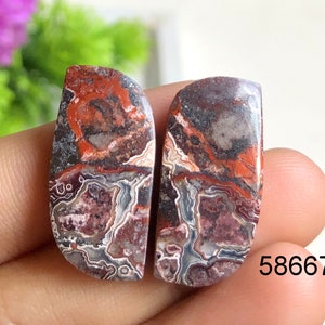 Paires de boucles d'oreilles Crazy Lace en agate, Cabochon, Pierre semi-précieuse naturelle pour la fabrication de boucles d'oreilles, Pierres précieuses faites main, Bijoux cadeaux
