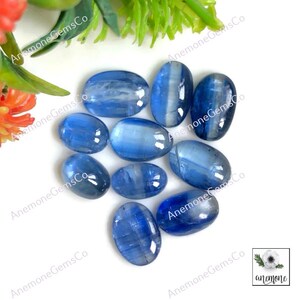 Cabochão de cianita 8-10 mm, lote com aproximadamente 10 peças, formato misto igual ao da imagem, cianita perfeita para anéis, joias, colar de cianita 62537