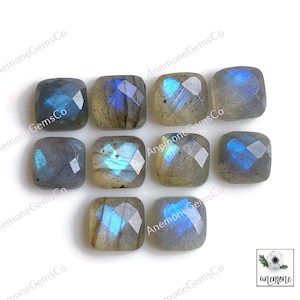 Labradorit facettierte Edelstein, 7 x 7 mm Kissen Form 10 Stück Lot Edelstein für die Schmuckherstellung, Labradorit Rose geschnitten Edelstein für Armband Schmuck