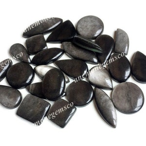 Cabochão de obsidiana natural com brilho prateado Lote por atacado, obsidiana prateada para fabricação de joias a preço de banana Pingente de obsidiana
