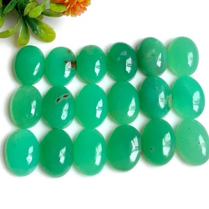 Chrysoprase Cabochons 10x14mm Oval Shape Gemstone, 10 Pcs Lot Chrysoprase Use For Handmade Jewelry, Chrysoprase Rings Gift Jewelry