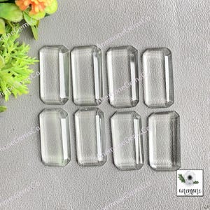 Bergkristal 10 x 20 mm achthoekige edelsteen, 10 stuks veel getrapt natuurlijke kwarts platte achterkant losse edelsteen voor het maken van sieraden, geboortesteen