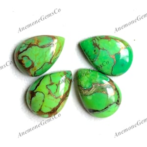 13x18mm Verde Mojave Rame Turchese Cabochon a pera, Mohave Rame Turchese Sciolto Gemma Lotto per Orecchini Pendenti e Creazione di Gioielli