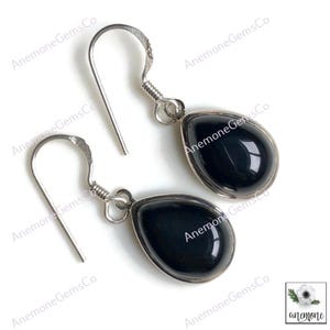 Boucle d'oreille en onyx noir, argent sterling 925, boucles d'oreilles en pierres précieuses naturelles, bijoux cabochons, cadeau d'anniversaire, boucle d'oreille tendance, style bohème