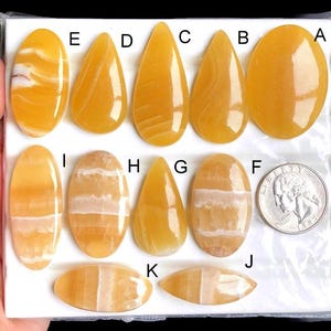 Ausgewählte gelbe Aragonit Cabochons, natürlicher Halbedelstein für die Schmuckherstellung, Aragonit Designer Schmuck LOT- 347
