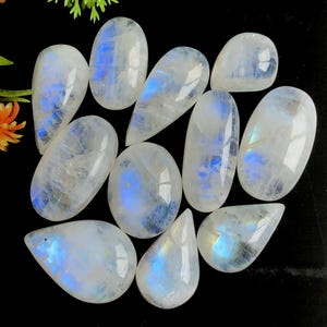 Regenboogmaansteen cabochon, 13-22 mm, gemengde vorm en grootte, 10 stuks zoals op afbeelding, maansteen voor het maken van sieraden, losse edelsteen 61584