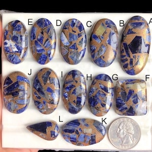Cabochons compressés en cuivre sodalite sélectionné, pierre semi-précieuse naturelle pour bijoux, pierre gemme en vrac sodalite pour bijoux LOT-361