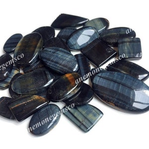 Hoogwaardige kwaliteit blauwe tijgeroog cabochon, groothandel, mix van vormen en maten, blauwe tijgeroog cabochon voor het maken van sieraden.