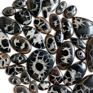 Topkwaliteit zwarte septarian cabochon groothandel, mix vormen en maten septarian cabochon voor sieraden en ambacht