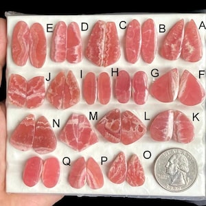 Cabochon de rhodochrosite sélectionné, pierre semi-précieuse naturelle de guérison pour la fabrication de bijoux, boucles d'oreilles de style bohème en rhodochrosite LOT-376