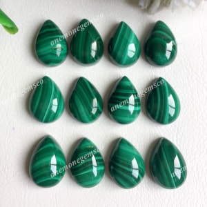 5 cabochon di malachite 10x14mm a forma di pera, pietra preziosa naturale di malachite per la creazione di gioielli