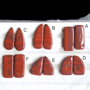 Selected Red Jasper Earring Pairs, Natural Semi Precious Gemstone For Jewelry, Jasper Hand Polished Bohemian Earrings Jewelry LOT-397
