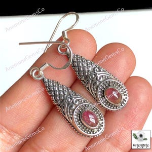 Toermalijn edelsteenoorbel, 925 sterlingzilver, statementoorbel, boho-oorbel, uniek cadeau voor haar, delicate handgemaakte oorbellen