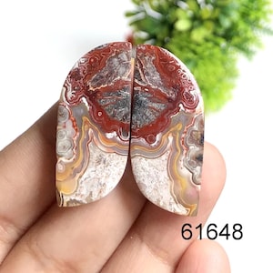 Paires de boucles d'oreilles en agate, dentelle, cabochon, pierre semi-précieuse naturelle pour la fabrication de boucles d'oreilles, bijoux de boucles d'oreilles en fil d'agate