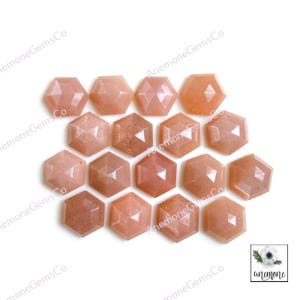 Pierre de lune pêche de forme hexagonale 10 x 10 mm, lot de 10 pierres de lune calibrées en rose pour la fabrication de colliers, bijoux cadeaux pour la Saint-Valentin