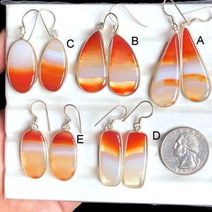 Orecchino con pietra preziosa di agata arancione, orecchino in argento sterling 925, orecchino fatto a mano, orecchino importante, gioielli con pietre preziose naturali 1