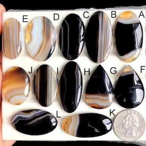 Ausgewählte gebänderte Achat Cabochons, natürlich gebänderter Achat Edelstein für die Schmuckherstellung, Heilkristall für Boho Anhänger Schmuck LOT- 359