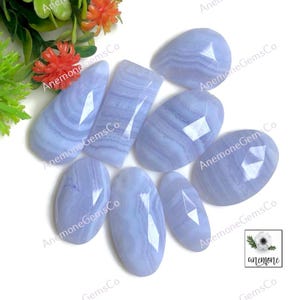 Piedra preciosa de ágata de encaje azul (21-13 mm aprox.), formas y tamaños variados, lote de 8 piezas como en la imagen, ágata de encaje azul facetada para la fabricación de joyas 62511