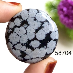 Cabochon en jaspe flocon de neige, pierre semi-précieuse naturelle pour la fabrication de bijoux, spécimen de cristal flocon de neige, pierre de naissance