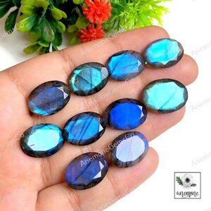 Labradorite Faceted Gemstone, 13x18mm Oval Shape 10 Pcs Lot, Labradorite Loose Gemstone Use For Jewelry Making, Hand Polished Gemstone 62249