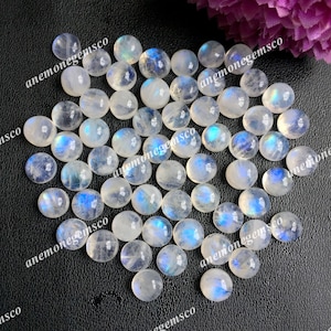 10 pièces pierre de lune arc-en-ciel 7 mm cabochon rond, pierre de lune arc-en-ciel AAA pour la fabrication de bijoux bague en pierre de lune arc-en-ciel boucle d'oreille bijoux