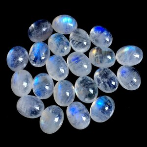 10 piezas de cabujón ovalado de piedra lunar de 7 x 9 mm, piedra lunar arcoíris de alta calidad para la fabricación de joyas, lote de 12 suministros para manualidades de piedra lunar
