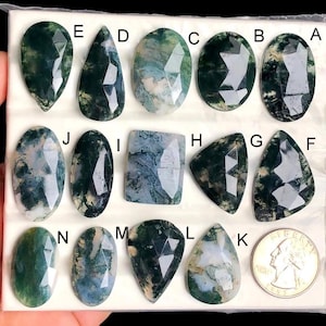 Selected Moos Agate Faceted Gemstone, Natural Semi Precious Gemstone For Jewelry Making, Moss Agate Rose Cut Handmade Jewelry LOT-429