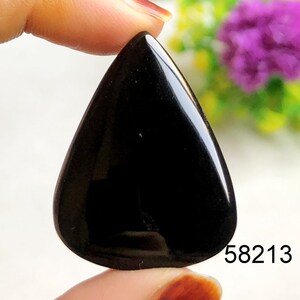 Cabochon en onyx noir, Pierre semi-précieuse naturelle pour la fabrication de bijoux, Onyx noir pour la fabrication de bijoux faits main, Pierre de guérison