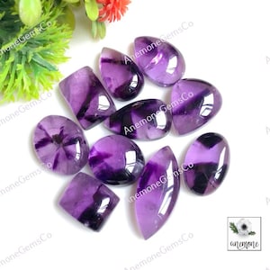 Cabochon trapiche en améthyste, 17-24 mm environ, mélange de formes, 10 pcs / lot identique à la photo, cristal naturel améthyste pour la fabrication de bijoux 62463