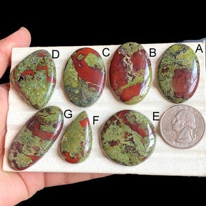 Cabochons de jaspe sang-de-dragon sélectionnés, pierre semi-précieuse naturelle pour la fabrication de bijoux, LOT de 49