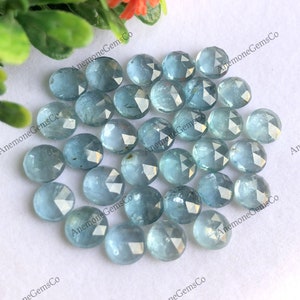 Pietra preziosa sciolta con taglio rosa acqua cianite / Dimensioni: 7x7 MM / 10 pezzi / Pietre preziose di cianite verde con retro piatto utilizzate per la creazione di gioielli