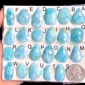 Pierres précieuses à facettes en larimar sélectionnées, pierres précieuses naturelles de Larimar de créateur du ciel pour la fabrication de bijoux, bijoux de style bohème Larimar bleu LOT-248