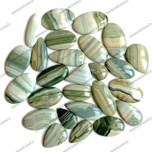Cabochão de ágata de renda verde natural, lote de atacado, formatos e tamanhos variados, cabochão de ágata de renda verde para fazer joias "faça você mesmo".
