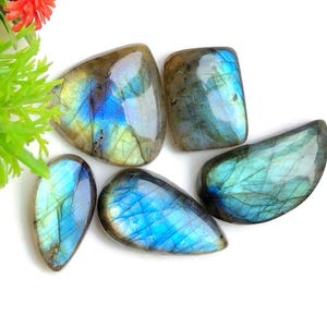 Exklusiv!!! Blue Fire Labradorit Cabochon, 18-26 mm ca.5 Stück Menge wie Bild, Labradorit handgemachte Edelstein Schmuck 61544