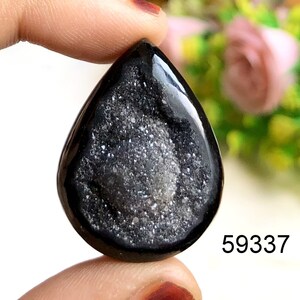 Pierre précieuse Druzy pour fenêtre noire, pierre semi-précieuse naturelle pour la fabrication de bijoux, pendentifs d'emballage de fil Druzy, cadeau pour elle
