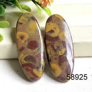 Coppia di orecchini in diaspro di frutta cabochon, pietra preziosa semipreziosa naturale per la creazione di gioielli, orecchini fatti a mano in diaspro