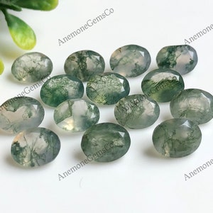 Moosachat facettierte Oval 7x9mm ovale Form Edelstein, 10 Stück facettierte Edelstein Edelstein, lose Edelstein für die Schmuckherstellung, Hand poliert Stein