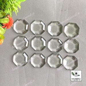 Clear Quartz Faceted Octagon Shape Gemstone 15mm, Clear Quartz Step Cut With Flat-Back Natural Gemstone For Jewelry, Handmade Jewelry