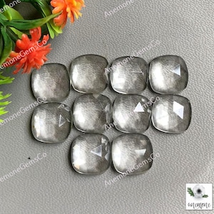 Quarzo ialino 10mm forma cuscino pietra preziosa, qualità AAA+ 10 pezzi lotto rosa taglio con retro piatto pietra preziosa per la creazione di gioielli, pietra preziosa sciolta