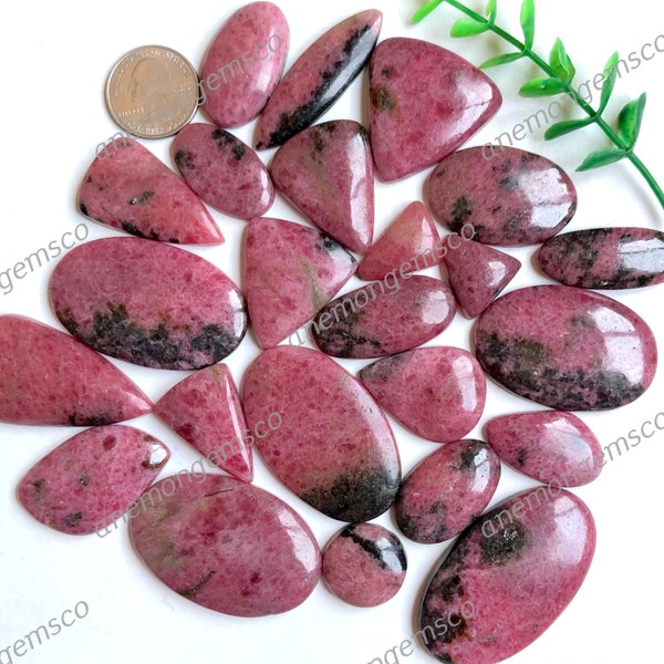 Natural Rhodonite Cabochon Gemstone Wholesale lot, Rhodonite Gemstone For Jewellery Making at bargain price wholesale