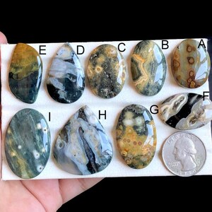 Cabochon en jaspe océan sélectionné, pierre semi-précieuse naturelle en vrac pour la fabrication de bijoux, bijoux de style jaspe bohème LOT-17