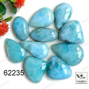 Natürliche Larimar Cabochon ca.18-24 mm, Mix Form 9 Stück viel wie Bild, Boho Chic Halsketten, Ringe & Einzigartige Artisan Designs 62235