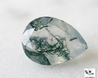 5 Pcs Natural Moss Agate 10x14mm Pear Shape Faceted Loose Gemstones