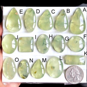 Cabochons en préhnite sélectionnés, pierres semi-précieuses naturelles pour bijoux, cabochons polis à la main pour bijoux pendentifs faits main LOT-264
