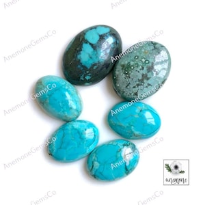 Turquoise cabochon 14-18 mm, ovale vorm, ca. 6 stuks Veel hetzelfde als afbeelding Natuurlijke turkoois losse edelsteen voor het maken van sieraden 62415