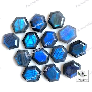 Labradoriet getrapt zeshoekige vorm 11 x 14 mm ca. 10 stuks gekalibreerde labradoriet voor het maken van kettingen en armbanden, nieuwjaarscadeau, sieraden