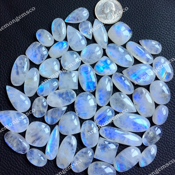 Top Quality Rainbow Moonstone Cabochon Wholesale Lot, Mix Shapes and Size  Rainbow Moonstone Cabochon for jewelry and craft making