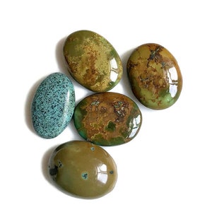 5 Stück Türkis Cabochon ca 18mm, Natürlicher Halbedelstein Für Schmuckherstellung, Heilender Edelstein, Handgemachter Schmuck 55883